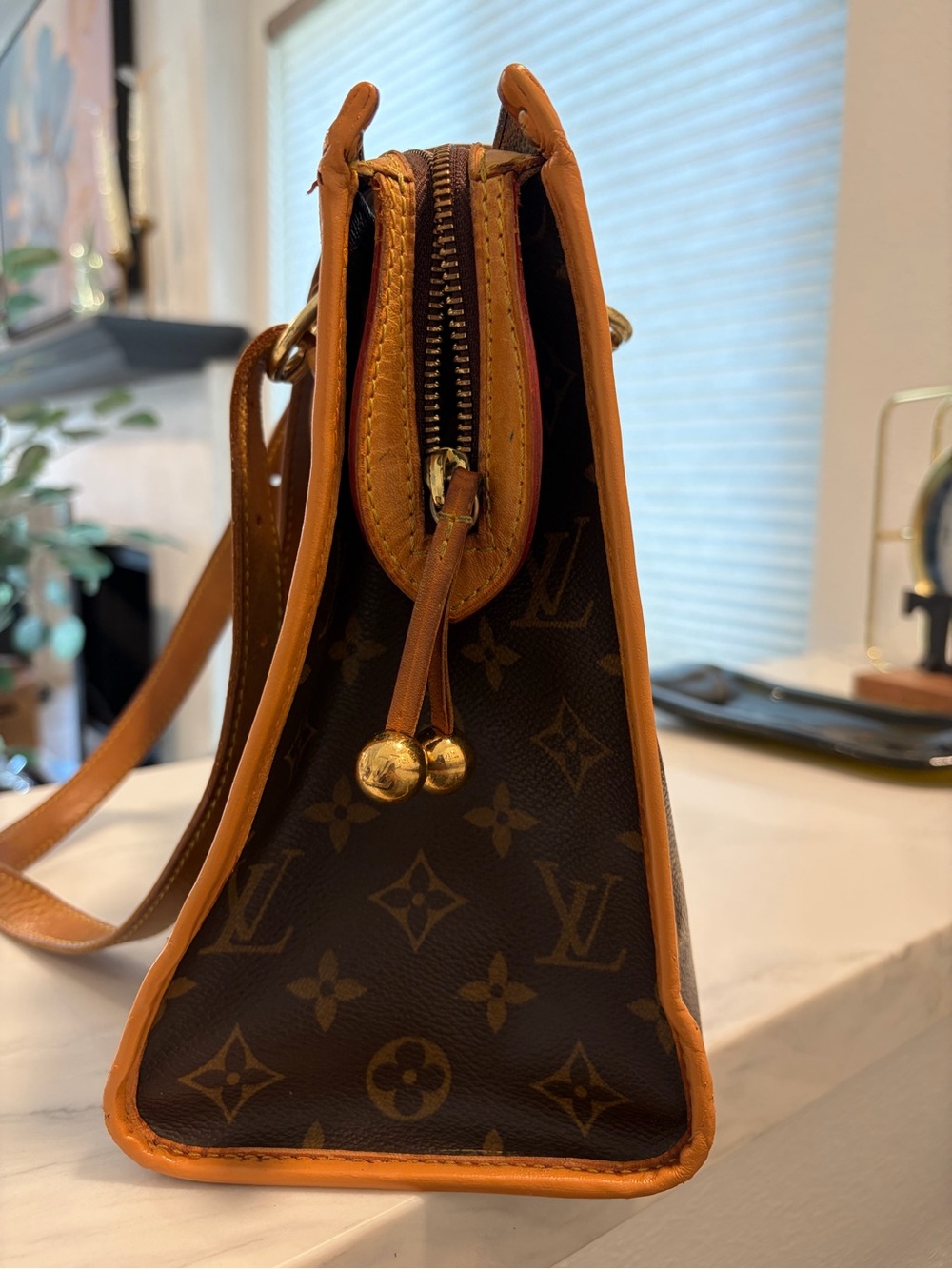 Louis Vuitton Monogram Canvas Tote in Brown and Tan Leather Trim - Picture 4 of 13